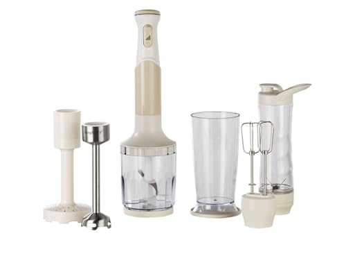 Gem Retro 1200 W El Blender Seti; 800 ml Hazne, 5 Parça Aksesuar, Metal Konektör | Vanilya Krem