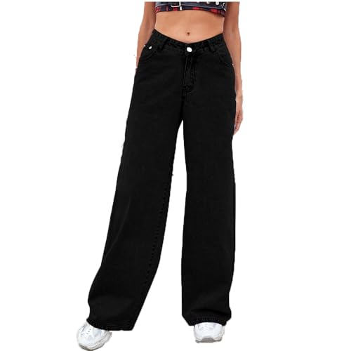 Katchme Jeans,katchme high Waist Wide Leg Straight Leg Jeans Stretch