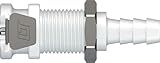 Nordson MEDICAL LinkTech Panel Mount Female Quick Connect Coupling, Non-valved, Hose Barb, Natural Acetal, 20AC Series (1/4