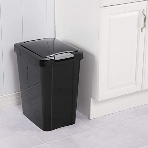 sterilite 10439004 75 gallon black plastic touchtop wastebasket