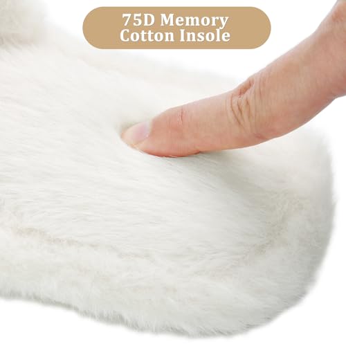 ZOORON Women's Fuzzy Slippers with Memory Foam Comfy Faux Fur Anti-Skid Sole Slippers for Women Bedroom House Open Toe3