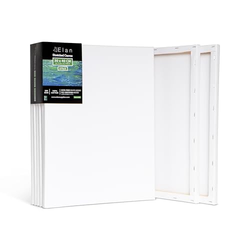 Elan Keilrahmen Leinwand 30x40 6er Set, 100% Baumwolle Leinwand zum Bemalen Klein, Leinwände für Acrylfarben 280GSM, Leinwände Klein, Keilrahmen 30x40