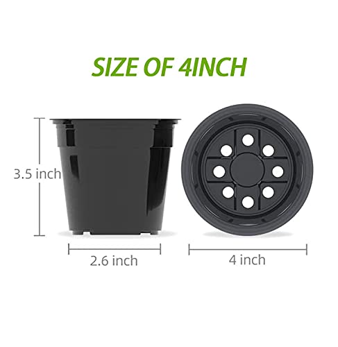 Upmct 50 Pack Nursery Pots, 4 5 6 Inch Plants Flower Pots Durable Plastic Planters Indoor Modern Decorative Seed Container Pots For House Plants, Succulent, Flower (4Inch, Black) #TOP1