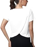 Womens Workout Tops Short Sleeve Athletic Shirts Women Yoga Pilates Fitness Gym Tops Summer Casual T-Shirts Activewear White