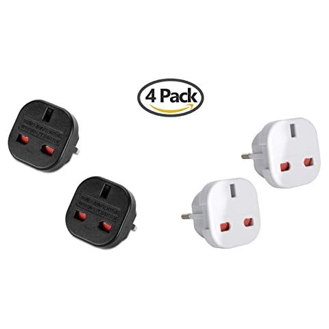 Travel Adaptor UK to EU Europe European Q4U Convert Power UK plug 3 pin to European Plug 2 Pin Pack of 4 Cover
