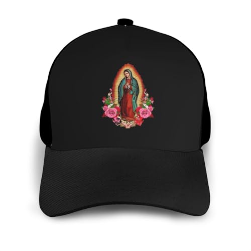 Virgen De Guadalupe Virgin Mary Flowers Unisex Classic Adjustable Curved Brim Baseball Cap, Trucker Hat3