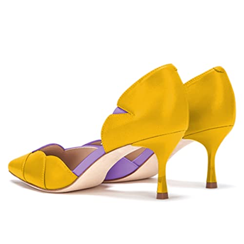 Image of XYD Women's Pumps, Elegant Pointed Toe, D'Orsay Kitten Low Heels, Rhinestone Studs, Slip-On Satin Shoes for Wedding