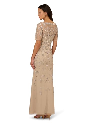 Adrianna Papell Women's Beaded Mesh Long Dress2