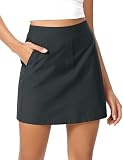 ODODOS A-Line Mini Skirt with Pockets for Women, Cotton Woven High Waist Side Zipper Summer Casual Skirts, Charcoal, Medium