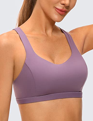Image of CRZ YOGA Strappy V Neck Sports Bras | Medium Support, Removable Pads, Yoga, Brushed, Criss Cross Back, for Women