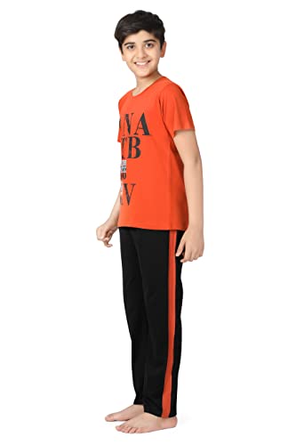 Image of Kids Night Suit for Boys - Cotton Set of Pyjama & T-Shirt Sleepwear - Lightweight & Comfortable Night Wear for Kids