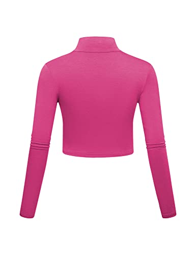 Image of Kindcall Lightweight Mock Turtleneck Crop Tops Long Sleeve Casual Base Layer for Women