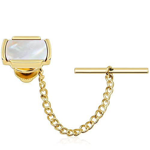 Hawson Mens Premium Tie Tack Tie Clip For Men Gold And Black Color Square #TOP23
