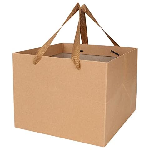 WAIZHIUA 6Pcs Large Paper Gift Bags, Brown Kraft Paper Party Bags Carrier Bag Tote Bag Present Treat Bag with Handles for Birthday, Wedding, Christmas Party, Shopping, Baby Shower(30x30x30cm) Cover