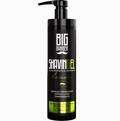 Kit Shaving Gel De Barbear Big Barber Lemon + Menthol 750ml Caixa Com 2 Unidades