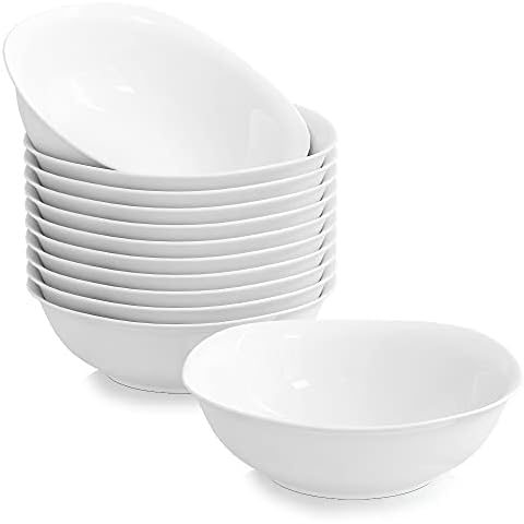 MALACASA, Serie Elisa, 12 TLG. Set Porzellan Müslischale Schalen 17x17x5cm Salatschüsseln Dessertschalen Cover