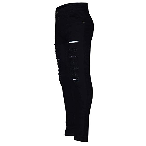 Girls Black Ripped Leggings Elastic High Waisted Skinny Denim Jeans Casual Y2k Tights (Black, 13 Years)