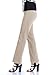 SLIM-SATION Women's Wide Band Pull-On Relaxed Leg Pant with Tummy Control, 14, Stone