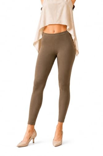 Image of Women's Cotton Lycra Ankle Length Leggings | Regular Rise, Soft 4 Way Stretch Fabric | Casual & Ethnic Wear