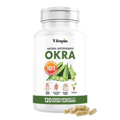 Vitapia Okra Extract - Heart Health Antioxidant Gut & Digestion Wellness Support - 10:1 Ratio & 120 Veggie Capsules - Non-GMO Gluten-Free Vegan Supplement