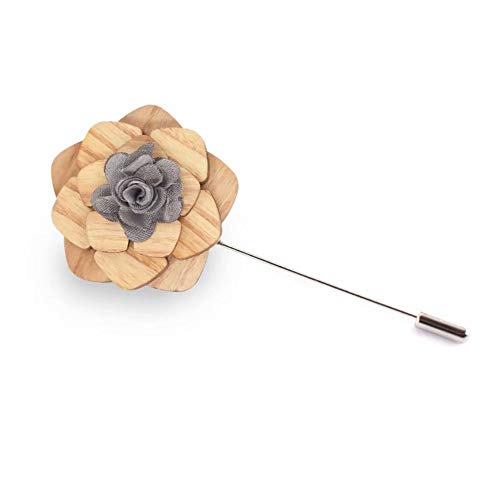 Boutonnière en bois cadeau pour témoin de mariage et broche de costume vintage