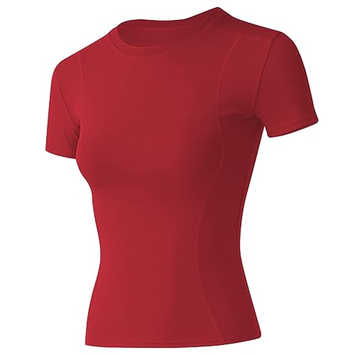 Image of Loovoo Women Workout Shirts, 1 /2 /3 Pack Short Sleeve Compression Tee | Tight Fit Gym Basic Tops, Athletic Quick Dry Crew Neck 4-Way Stretch, Flat Seams Ideal for Yoga, Gym, Running and Daily Wear