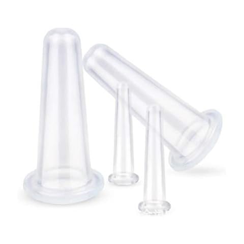 4 Pcs/Pack Silicone Facial Cupping Set Face and Eye Cupping Massage Kit Vacuum Massage Cup Anti-Wrinkle and Anti-Aging Natural Skin Care Beauty Tool(White) Cover