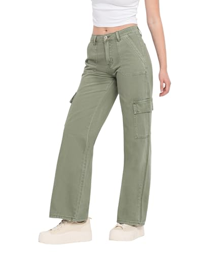 VERVET High Rise Utility Cargo Wide Leg Jeans T5823AG4