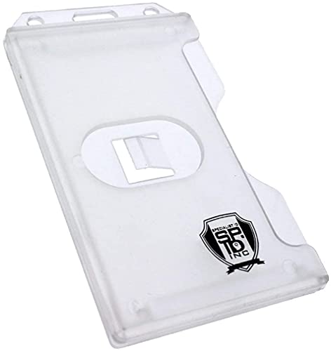 Hard Plastic Vertical - 2 Side Load Multiple Card Badge Holder With Retractable Badge Reel - Carabiner Belt Loop Clip, Keychain And Id Holder Strap By Specialist Id #TOP5