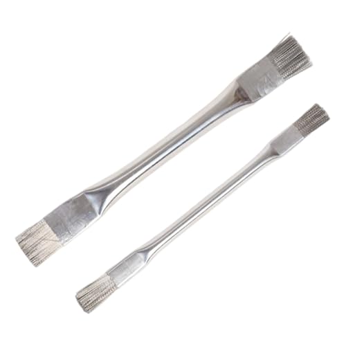 Paquete de 2 prácticos cepillos de alambre de acero para huecos de lechada de azulejos, huecos de suelo con diseño resistente a la oxidación, herramienta de limpieza, cepillo de doble cabeza a prueba