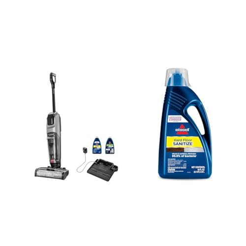 Bundle of BISSELL® CrossWave® OmniForce™ Multi-Surface Hard Floor Cleaner Wet Dry Vacuum with Dedicated Dry Vacuum Mode, 3882 + BISSELL Hard Floor Sanitize Formula, 80 oz, 80 Fl Oz (Pack of 1), 2504L