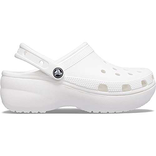 Crocs Classic Platform Clogs - Zuecos para mujer con suela elevada, Blanco, 36/37 EU