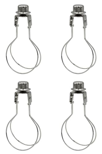 Image of Creative Hobbies Lamp Shade Light Bulb Clip Adapter Clip on with Shade Attaching Finial Top, Silver Color - No Harp Needed | 4 Pack