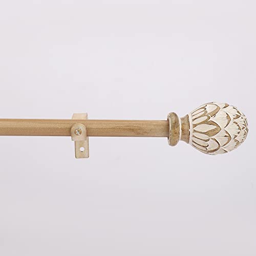 Image of The Decor Mart 52 inch to 144 inch Extendable Curtain Rod |1 inch Curtain Rods for Door & Windows Adjustable Iron Telescopic Drapery Bar with Wooden Finials | Wooden Finish