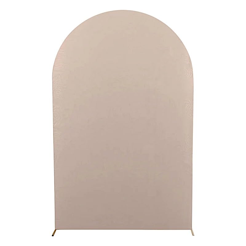 8 feet Nude Fitted Matte Spandex Round Top Wedding Arch Backdrop Stand Cover Party Events Reception Home Decorations Supplies