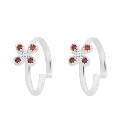 Image of SATKOTI 925 Silver Toe Rings for Women | Adjustable Pure Metal Bichiya with AAA Quality CZ Stone| BIS Hallmarked Jewelry with Authenticity Certificate | Pair of 2 Metti