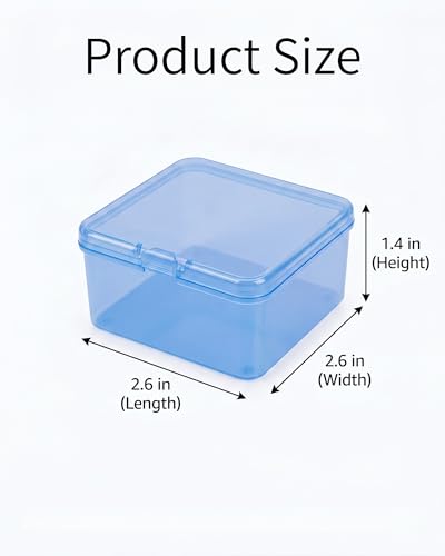 Image of 17 Pack Blue Plastic Storage Boxes with Lids, 2.6x2.6x1.4 Inches Square Organizer Containers for Small Parts, Crafts, Jewelry, SMT Components