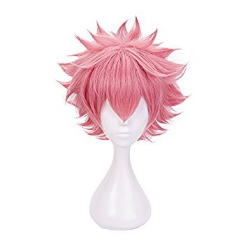 Anime Cosplay Wig Women Girls' Short Pink Hair Synthetic Wigs with free Cap