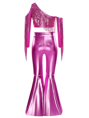 Traje de fiesta disco infantil rosa oscuro que soluciona el vestuario de baile 4