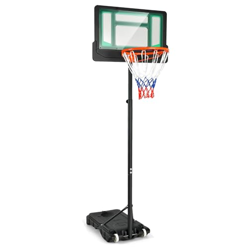 GOPLUS Basketballkorb Outdoor für Kinder Jugendliche, 90-210cm Korbhöhe...