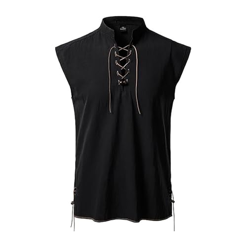 Camiseta de tirantes hombre hippie en lino ligero para playa y verano casual