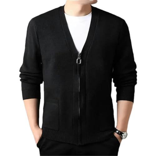 Men's Cardigan Long Sleeved Zipper Design Simple Solid Color Knitted Cardigan Men Clothing Knitted Sweater