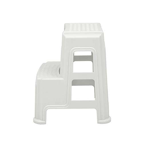 Image of OAKNEST Supreme 2-Step HeavyDuty Plastic Multi Purpose Stool for Home,Office and Kitchen Use (Color: Milky White|Count: 2 Pc)