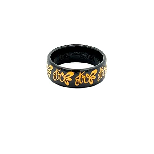 One Moment In Time J155 Size 5-10 Eclipse Black Ceramic w/Gold Inlay Tone Ring Mormon LDS CTR3
