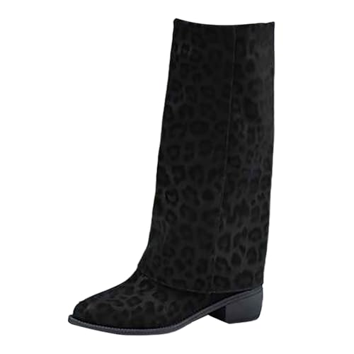 Stivali Per Donne In Pelle Stivaletto Con Tacco Largo Basso Impermeabile Scarpe Da Lavoro Con Cerniera Calde Al Polpaccio Stivaletti Da Pioggia Eleganti Stivaletti Da Neve Classici, Grigio scuro., 36