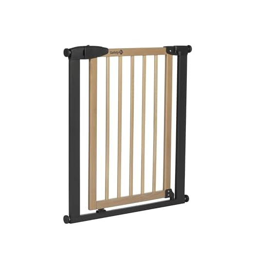 Safety 1st Simply Close Hout en Metaal, Traphekje zonder boren hout, 73-80 cm (max. 94 cm), Installatie zonder boren, één hand openen, Dubbel Vergrendelingssysteem, Veiligheidshek baby, Hout & Grafiet