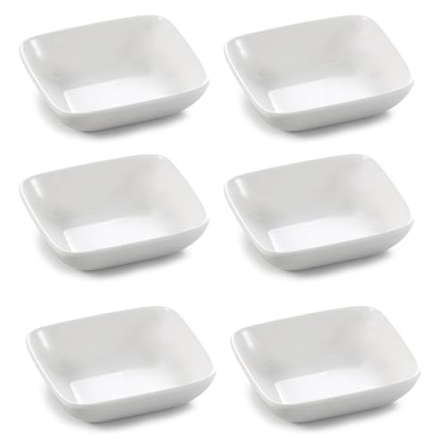 Fine jade2 6 Stück Quadrat Sojasauce Schälchen Tapas Schalen Set Mini Dipschale für Tomatensauce, Sushi Soja, BBQ