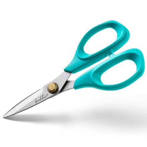 Beaditive Sewing Scissors - 6 Stainless Steel Fabric Scissors - Serrated Blade for Easy Fabric Cutting and Quilting - Tailor and Dressmakers Scissors - Teal