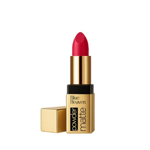 Blue Heaven Powder Matte Lipstick for Women | Highly Pigmented | Light Weight | Creamy & Comfortable Buttery Texture | Luxe Matte Finish | RubyGlow | 3.5g