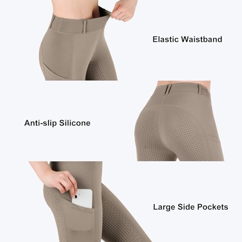 Turnhier Women Equestrian Breeches Riding Tights Pockets,Women Training Breeches Pants With Silicone Grip thumb #3